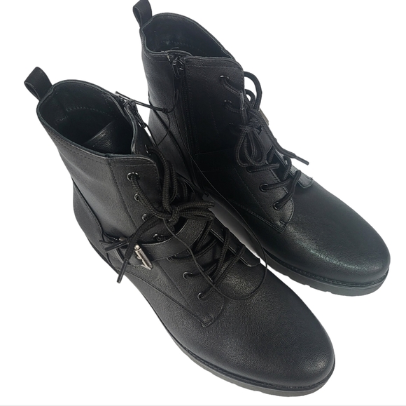 SOUL Naturalizer Quaid Combat Lace-up Boots Black 9 - Picture 3 of 4